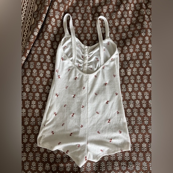 Anthropologie White Floral Comfy Night Gown Romper Loungewear Sleepwear Intimate - Picture 5 of 8